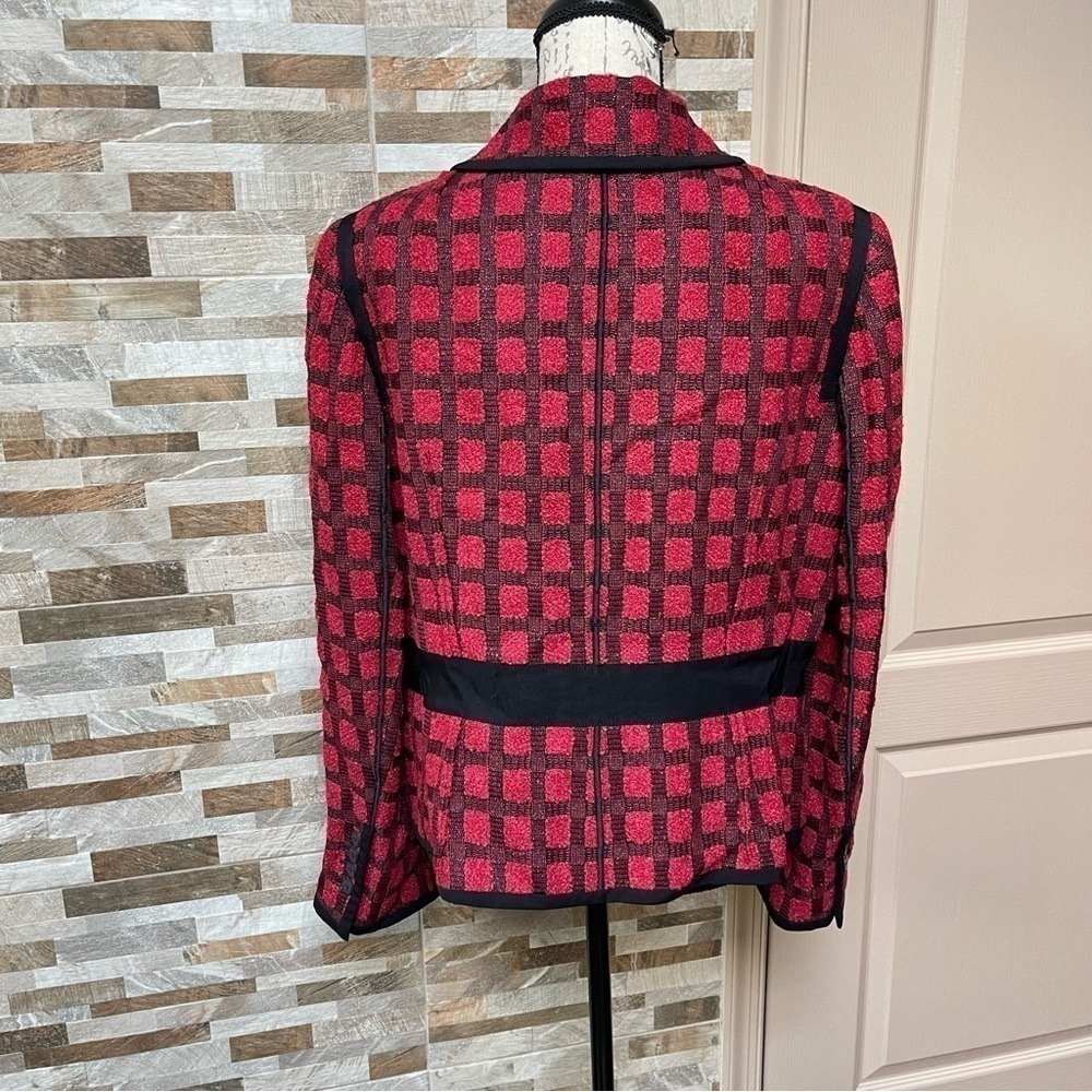 Carlisle Red Black Tweed Plaid Blazer Jacket Career Women's Size 16 - Picture 9 of 16